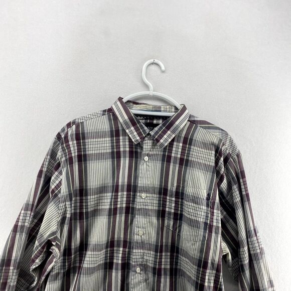 Volcom Lightweight‎ Long Sleeve button Up Flannel Shirt Mens Size XL - Picture 7 of 11